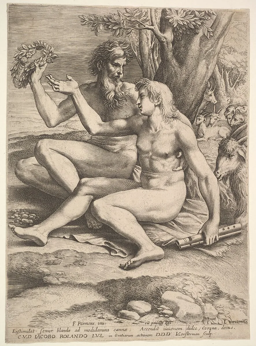 Two Nude Shepherds — Lucas Vorsterman I|Parmigianino (Girolamo Francesco Maria Mazzola)