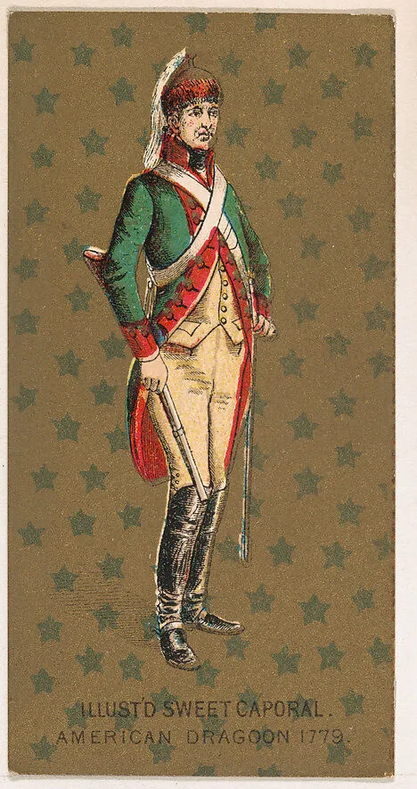 American Dragoon, 1779, from the Military Series (N224) issued by Kinney Tobacco Company to promote Sweet Caporal Cigarettes — Kinney Brothers Tobacco Company