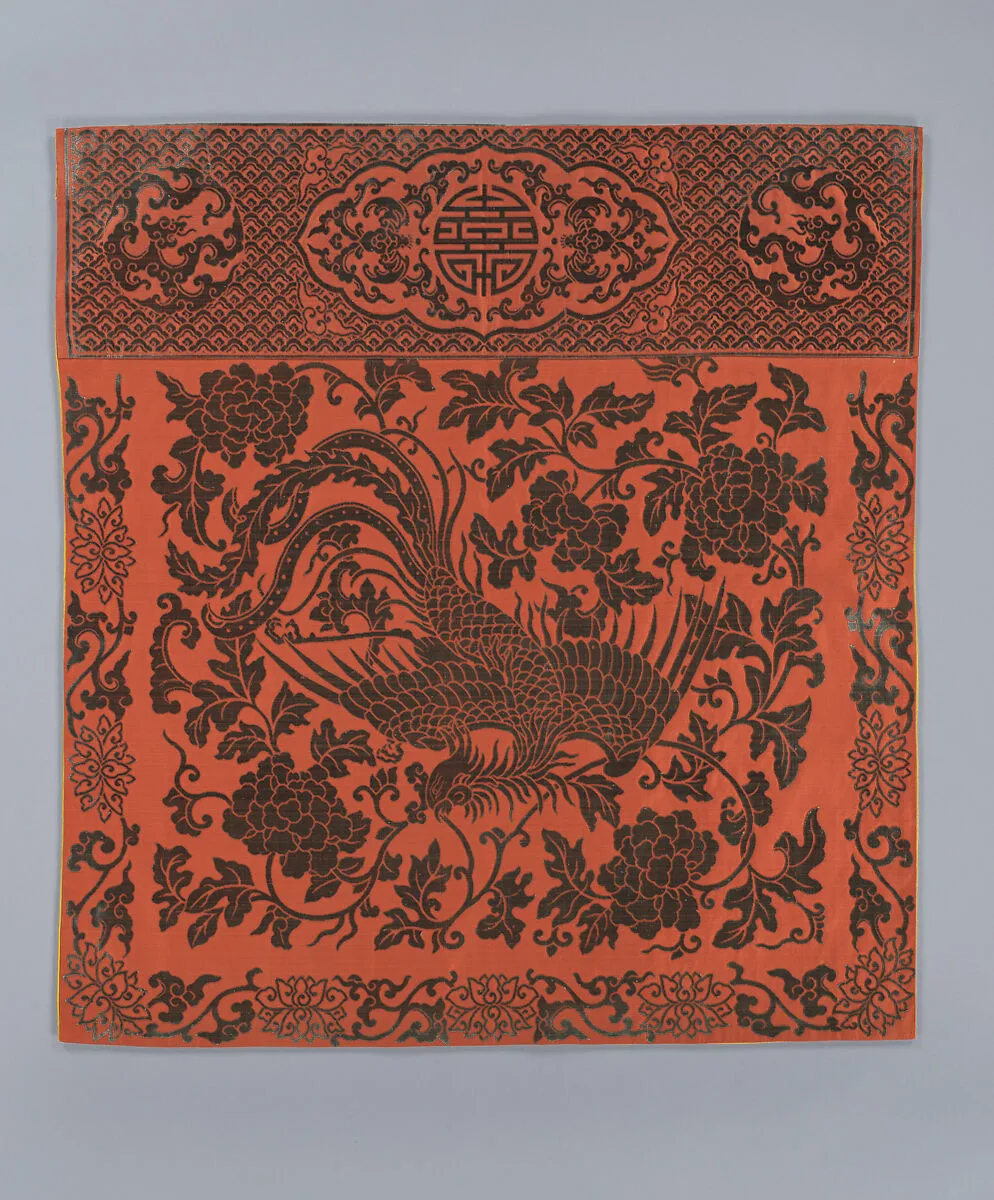 清中期 漳絨鳳凰紋桌帷椅墊一組|Table valance with phoenix — Unknown