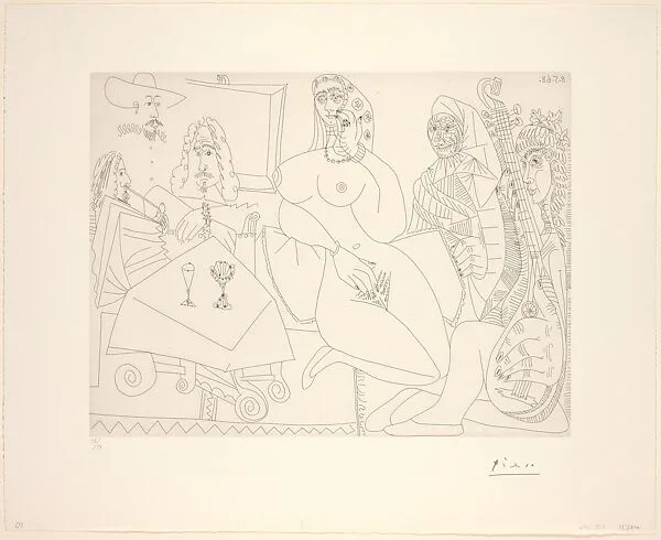 Discussing Music at Celestine's, from 347 Suite — Aldo and Piero Crommelynck|Pablo Picasso|Galerie Louise Leiris
