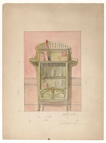 Designs for a Green Display Cabinet in the Art Nouveau Style — Georges de Feure|Edward Colonna