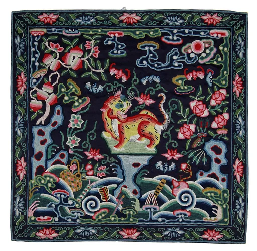 清 虎紋刺繡朝服補子|Rank badge with tiger