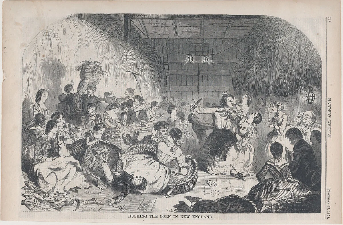 Husking the Corn in New England (from "Harper's Weekly," Vol. II) — Harper's Weekly|Winslow Homer|Harper & Brothers