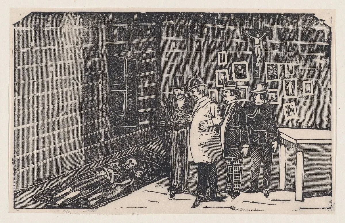 Discovery of two bodies — José Guadalupe Posada