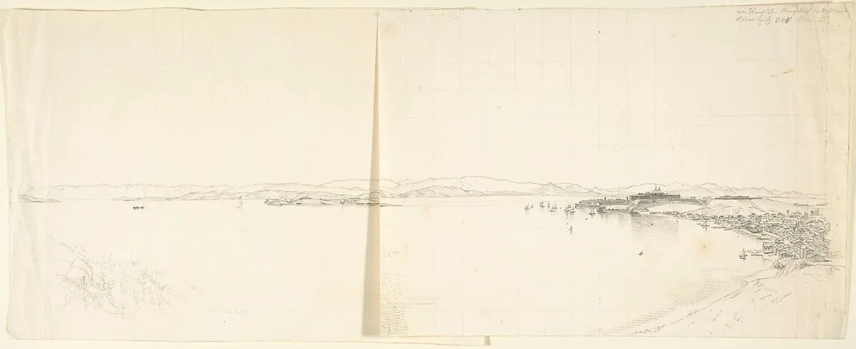 View of a Bay and Mountains — Franz von Hauslab the Younger