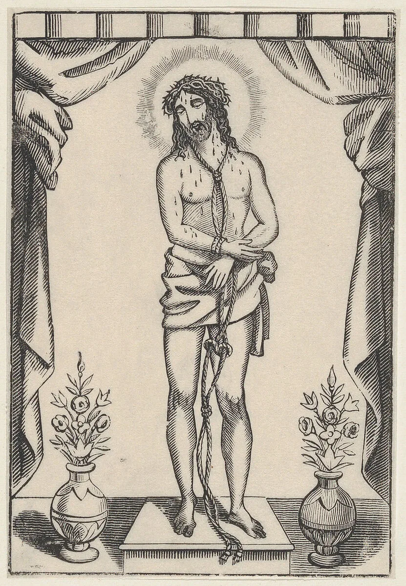 Christ standing, hands tied with rope — Anonymous, Mexican