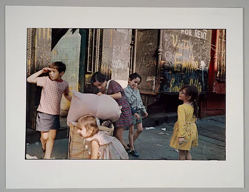 [Children with Laundry Bags, New York City]