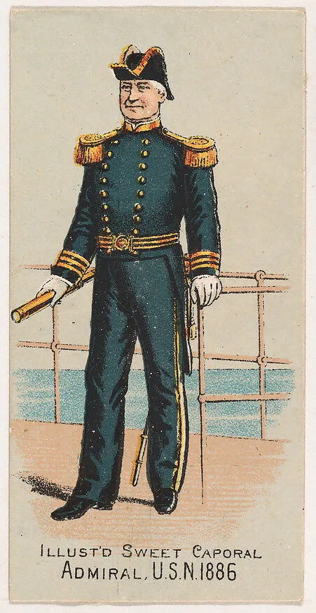 Admiral, United States Navy, 1886, from the Military Series (N224) issued by Kinney Tobacco Company to promote Sweet Caporal Cigarettes — Kinney Brothers Tobacco Company