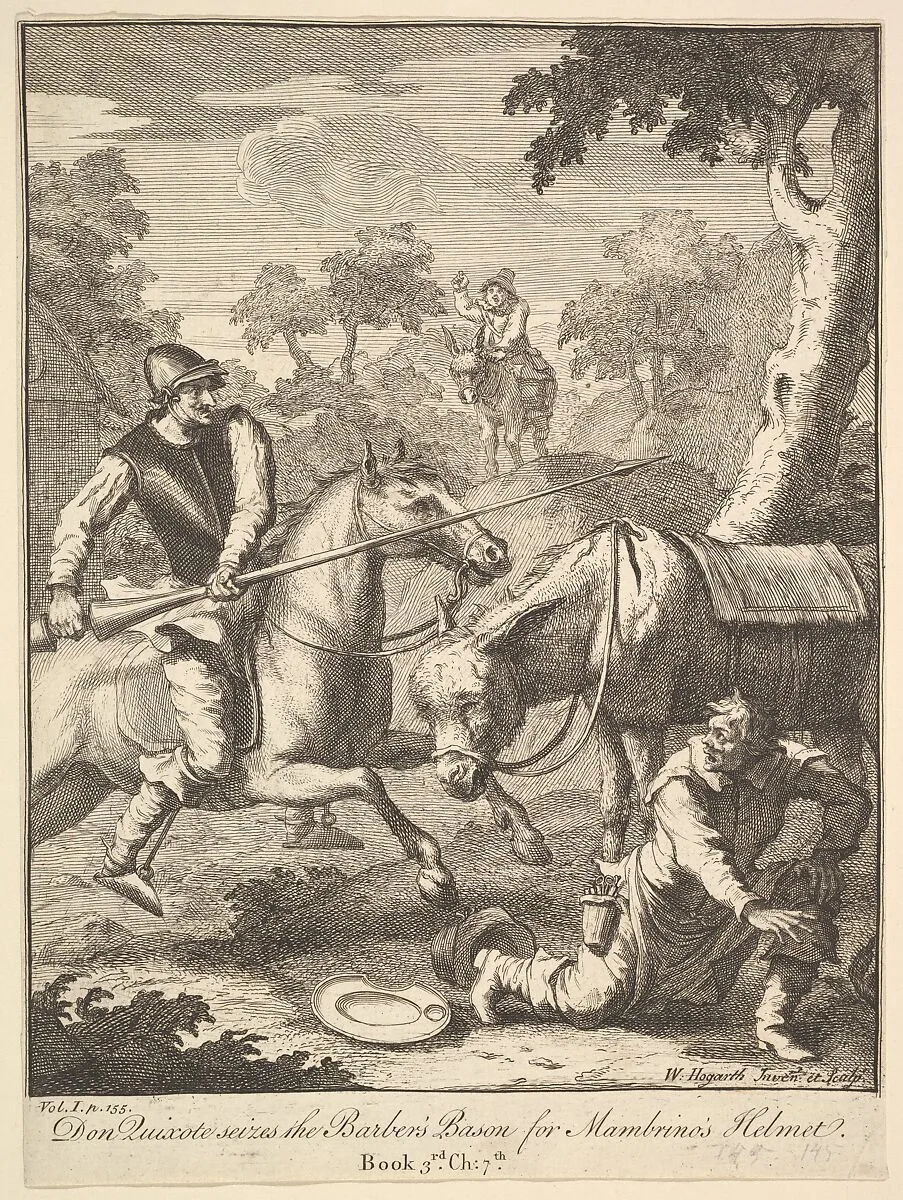 The Adventure of Mambrino's Helmet (Six Illustrations for Don Quixote) — William Hogarth|Miguel de Cervantes Saavedra