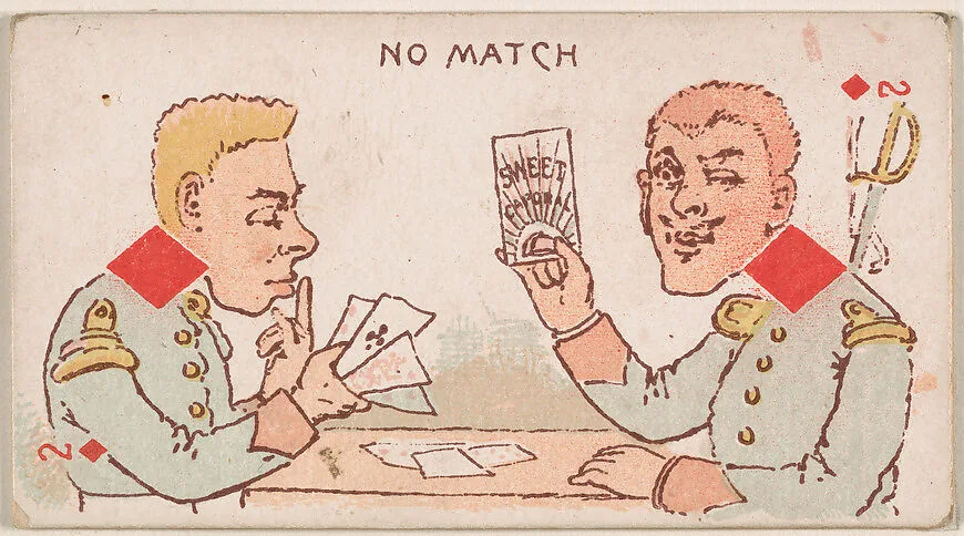 Two of Diamonds, No Match, from Harlequin Cards, 2nd Series (N220) issued by Kinney Bros. — Kinney Brothers Tobacco Company