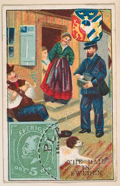 The Mail in Sweden, bakery card from the Stamps and Mail Carriers of All Nations series (D73), issued by the Rochester Baking Company — Rochester Baking Company