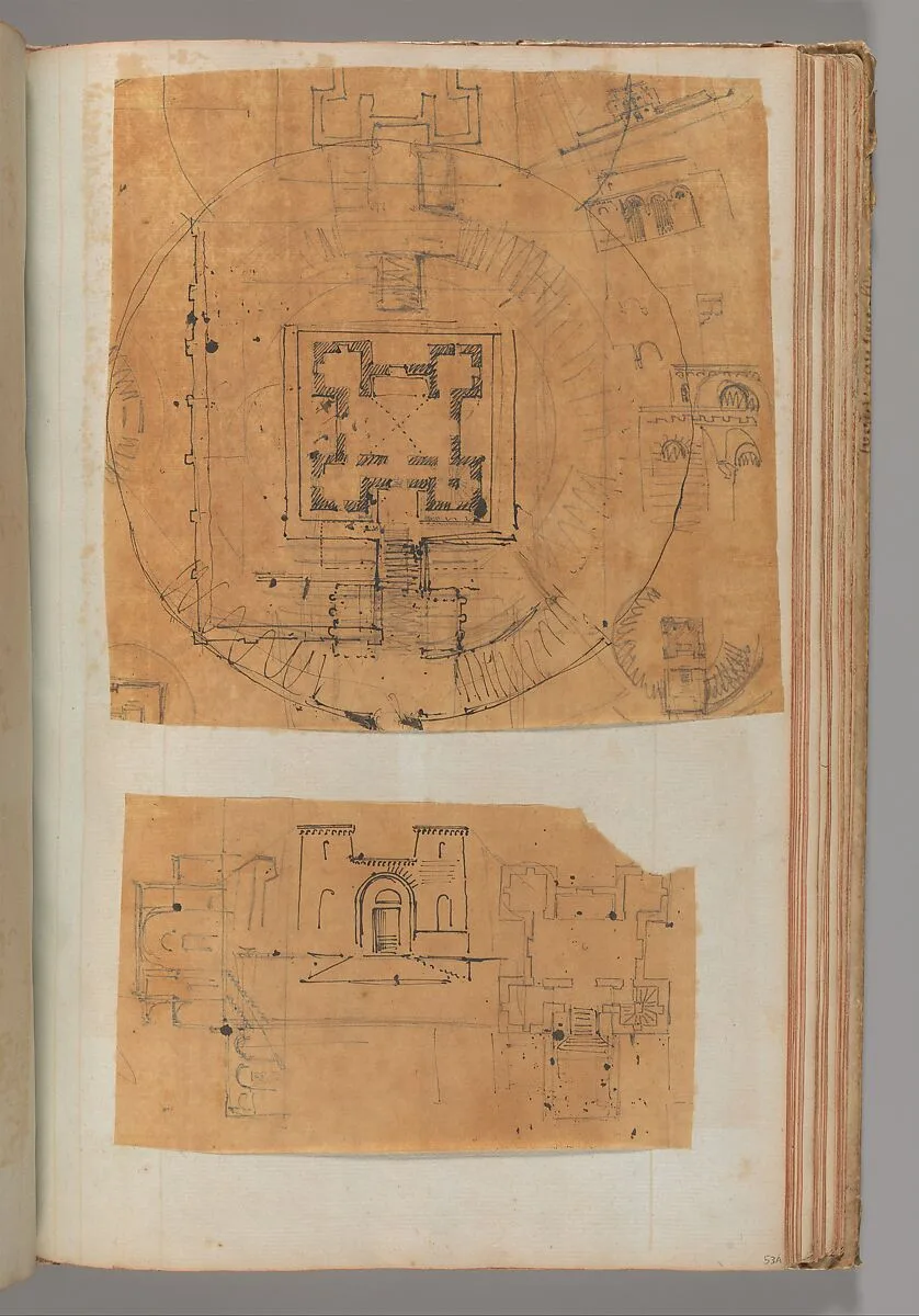 Page from a Scrapbook containing Drawings and Several Prints of Architecture, Interiors, Furniture and Other Objects — Charles Percier|Pierre François Léonard Fontaine