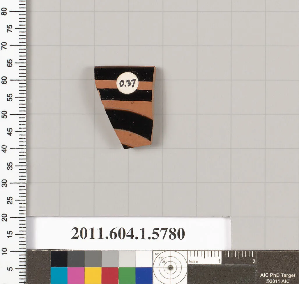 Terracotta rim fragment of a kylix: eye-cup (drinking cup) — Unknown