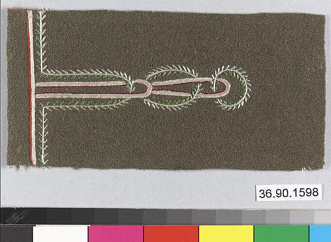 Embroidery sample for a man’s suit — Unknown