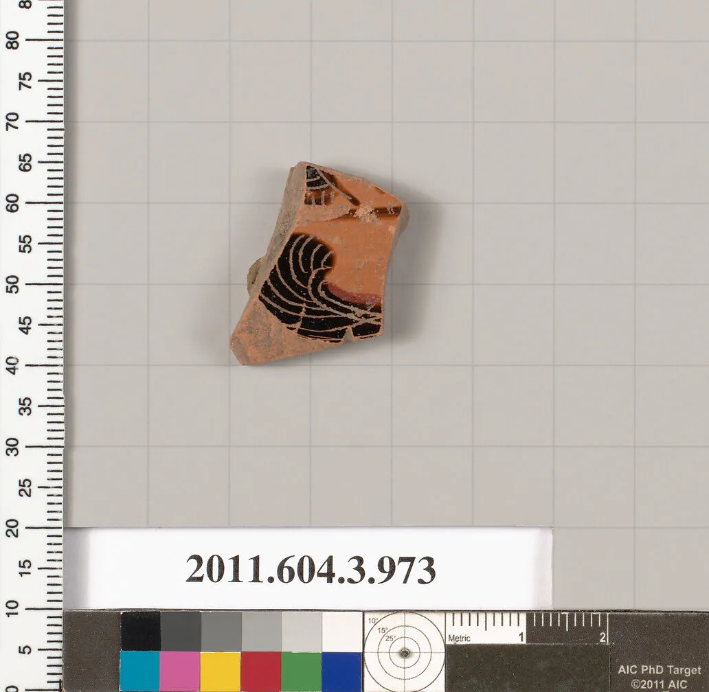 Terracotta fragment of a lekanis lid (covered dish) — Unknown