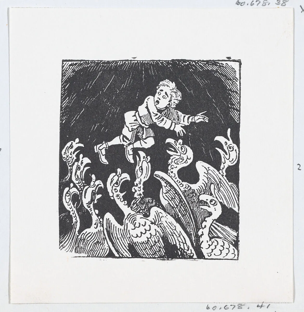 A small boy being fed to vultures, an illustration to 'The King and His Three Sons' — José Sanchez|José Guadalupe Posada