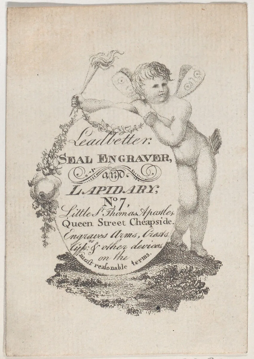 Trade Card for Leadbetter, Seal Engraver and Lapidary — Anonymous, British, 19th century