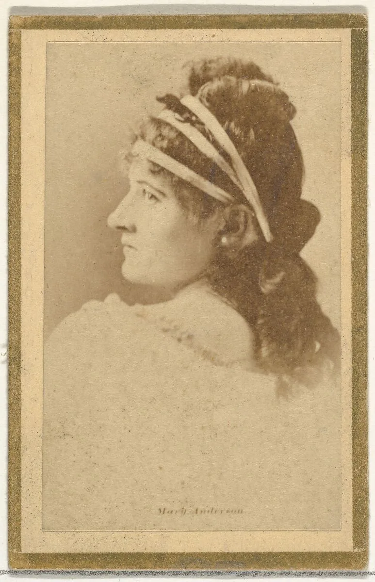 Mary Anderson, from the Actresses and Celebrities series (N60, Type 2) promoting Little Beauties Cigarettes for Allen & Ginter brand tobacco products — Allen & Ginter