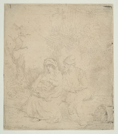 The Rest on the Flight into Egypt; lightly etched