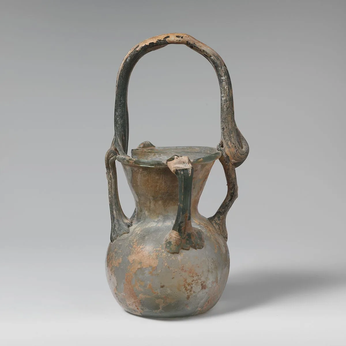 Glass jar with basket handle — Unknown