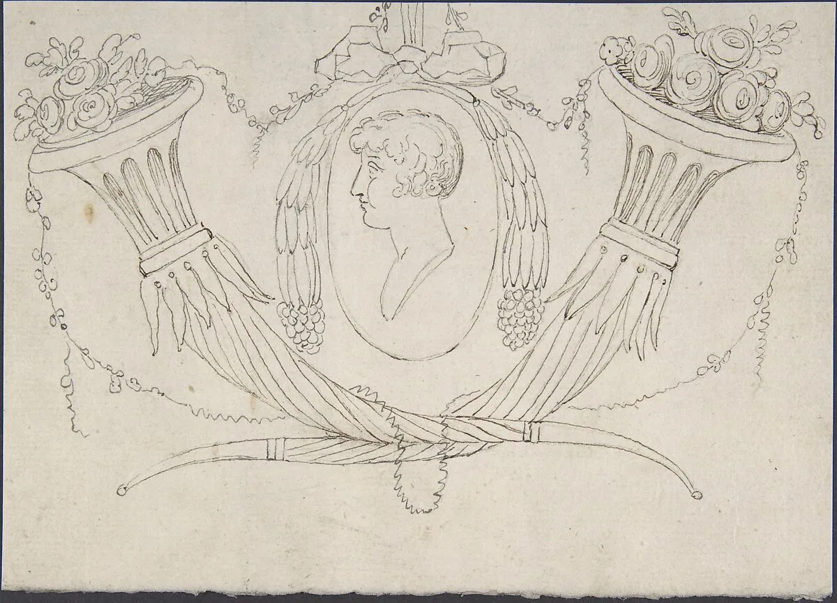 Medallion between Cornucopia — Anonymous, German, 19th century