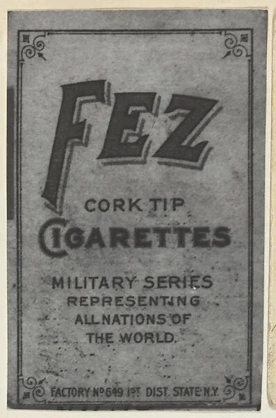 Facsimile of Verso to Promote Fez Cigarettes, from the Military series (T79) issued by the American Tobacco Company — American Tobacco Company