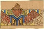 Horizontal Frieze with Various Geometric Patterns and Yellow Flowers, with a Pyramid of Brown Lozenges Above — Anonymous, French, 20th century