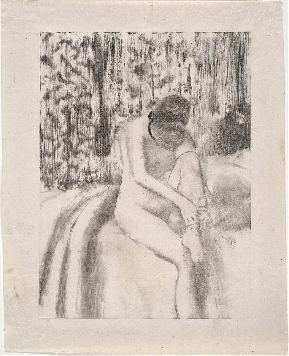 Girl Putting on Her Stockings — Edgar Degas
