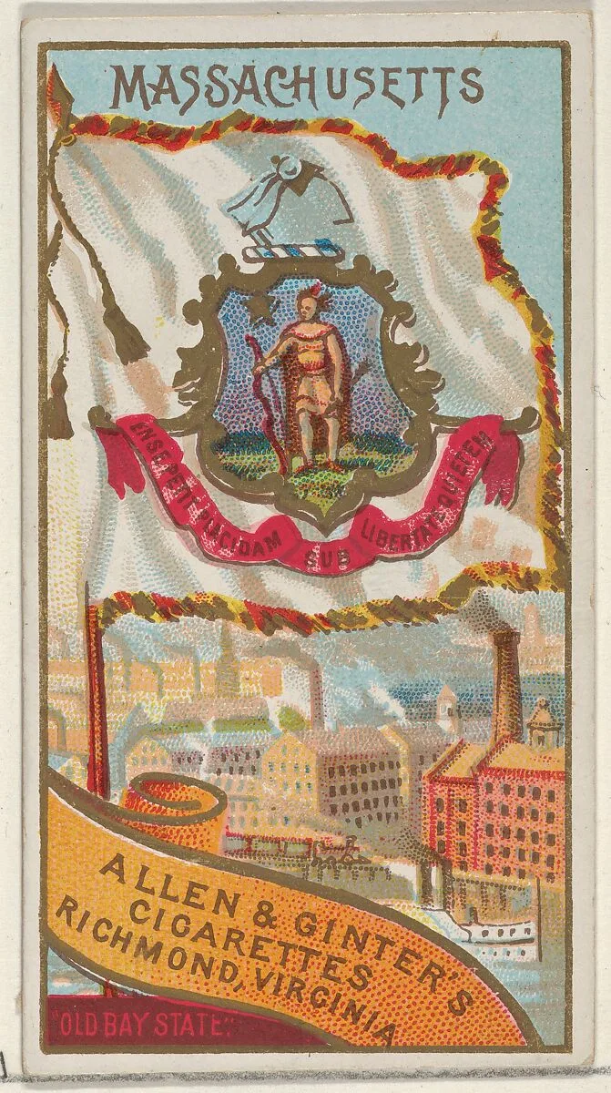 Massachusetts, from Flags of the States and Territories (N11) for Allen & Ginter Cigarettes Brands — Allen & Ginter