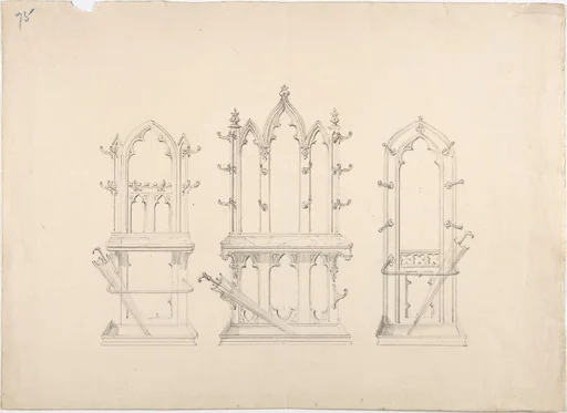 Design for Three Gothic Hat and Umbrella Stands