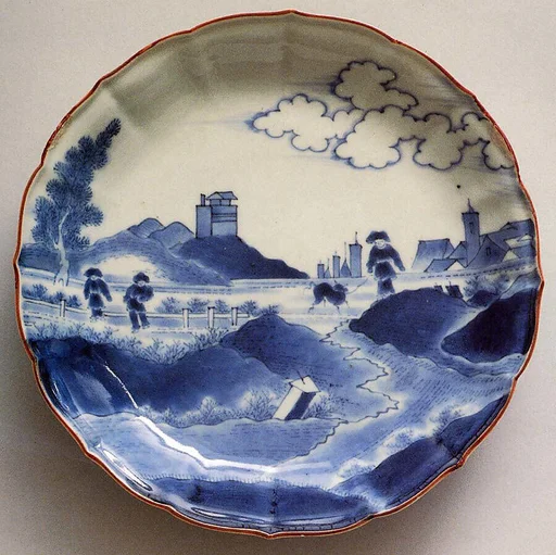 染付出島文皿|Dish with Dutch Landscape (Deshima Island or View of Scheveningen)