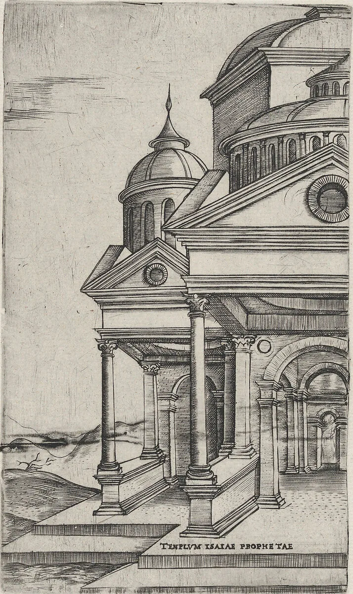 Tenplum Isaiae Prophetae, from a Series of 24 Depicting (Reconstructed) Buildings from Roman Antiquity — Monogrammist G.A. & the Caltrop|Anonymous, Italian, 16th century