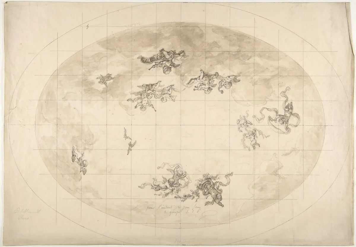 Design for an Oval Ceiling, probably for Pless Residence — Jules-Edmond-Charles Lachaise|Eugène-Pierre Gourdet