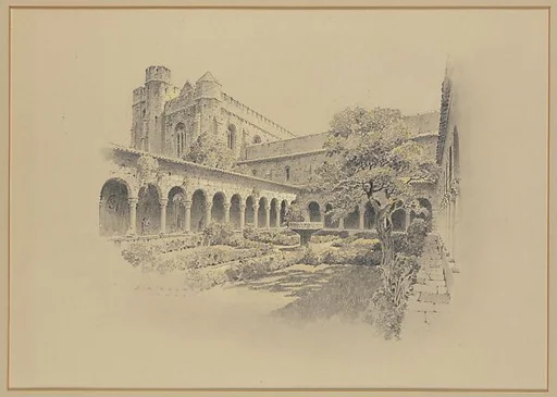 Preliminary Design for The Cloisters - View of the interior of Cuxa Cloister