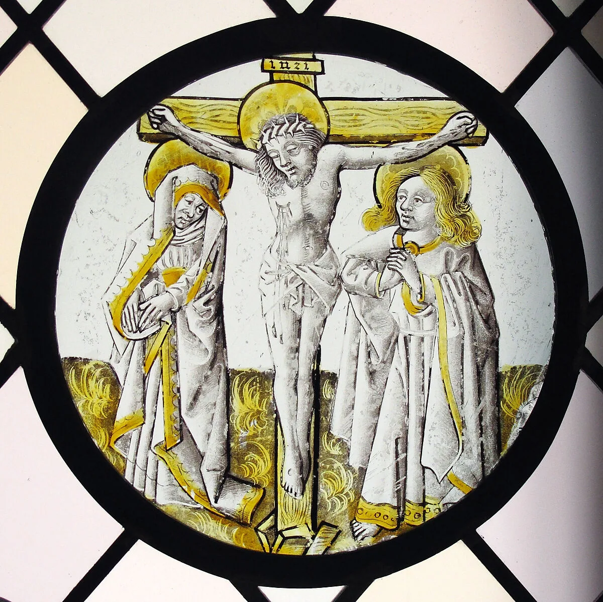 Roundel with Crucifixion, the Virgin and Saint John — Unknown