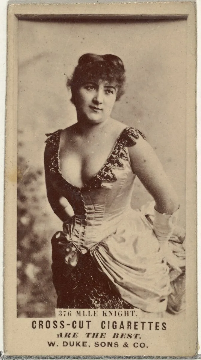 Card Number 376, Mlle. Knight, from the Actors and Actresses series (N145-3) issued by Duke Sons & Co. to promote Cross Cut Cigarettes — W. Duke, Sons & Co.