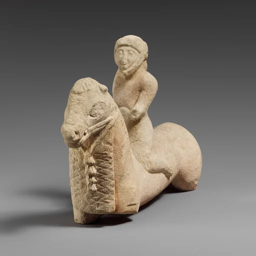 Limestone horse with a rider