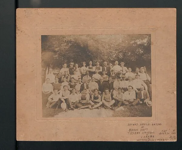 Large photograph of outing of the Lamp Shade Department — Tiffany Studios