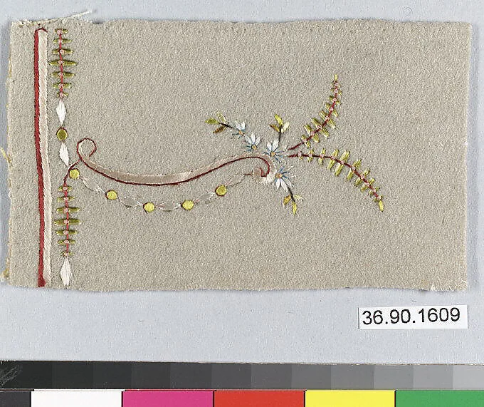 Embroidery sample for a man’s suit — Unknown