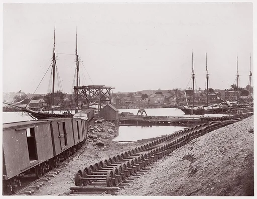 Unloading Supplies for U.S. Military Railroad opposite Richmond, Virginia