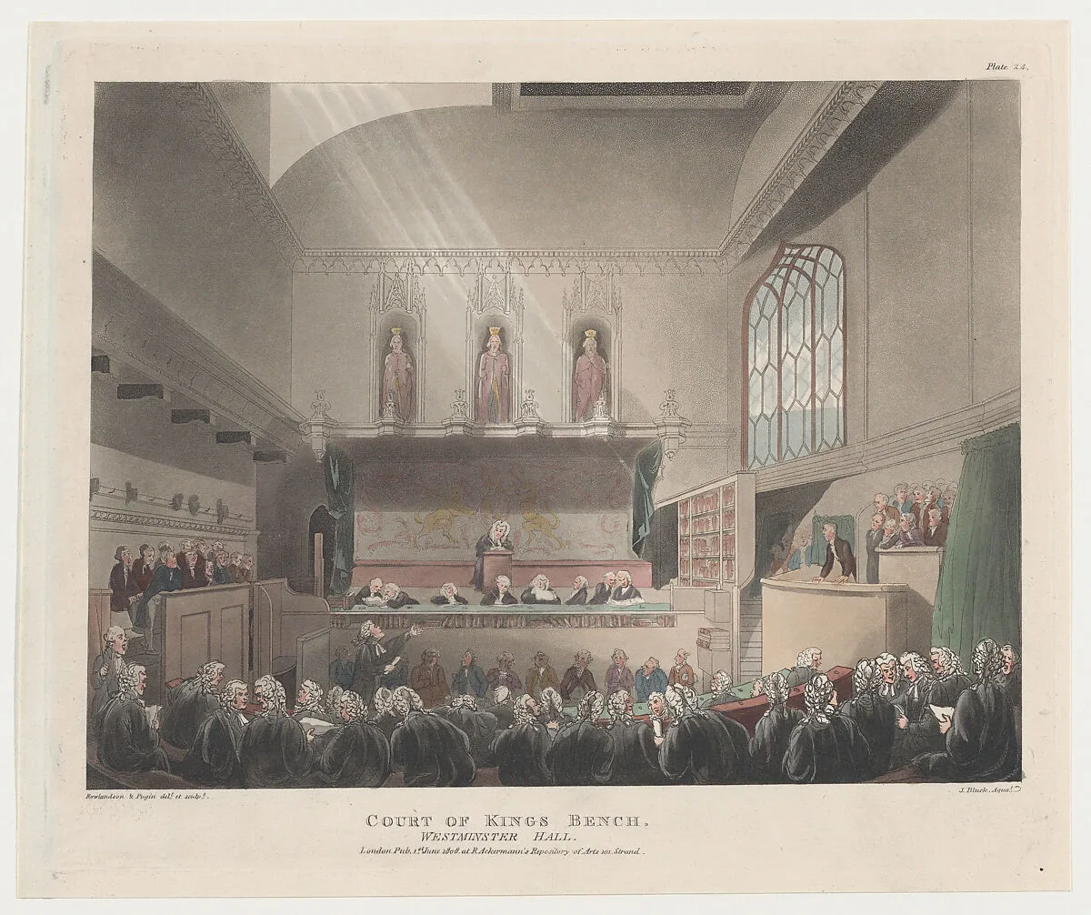 Court of Kings Bench, Westminster Hall — Rudolph Ackermann, London|Thomas Rowlandson|Auguste Charles Pugin|John Bluck