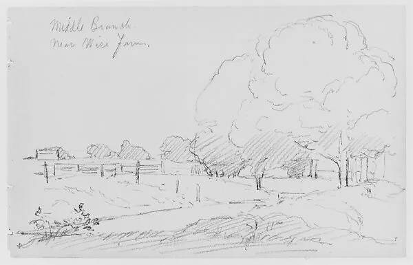 Landscape (Middle Branch/ Near Wire Farm) (from Sketchbook) — Thomas Moran