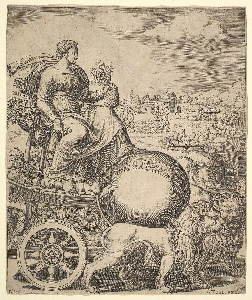 Cybele in her chariot drawn by two lions — Master of the Die|Baldassare Tommaso Peruzzi|Antonio Salamanca