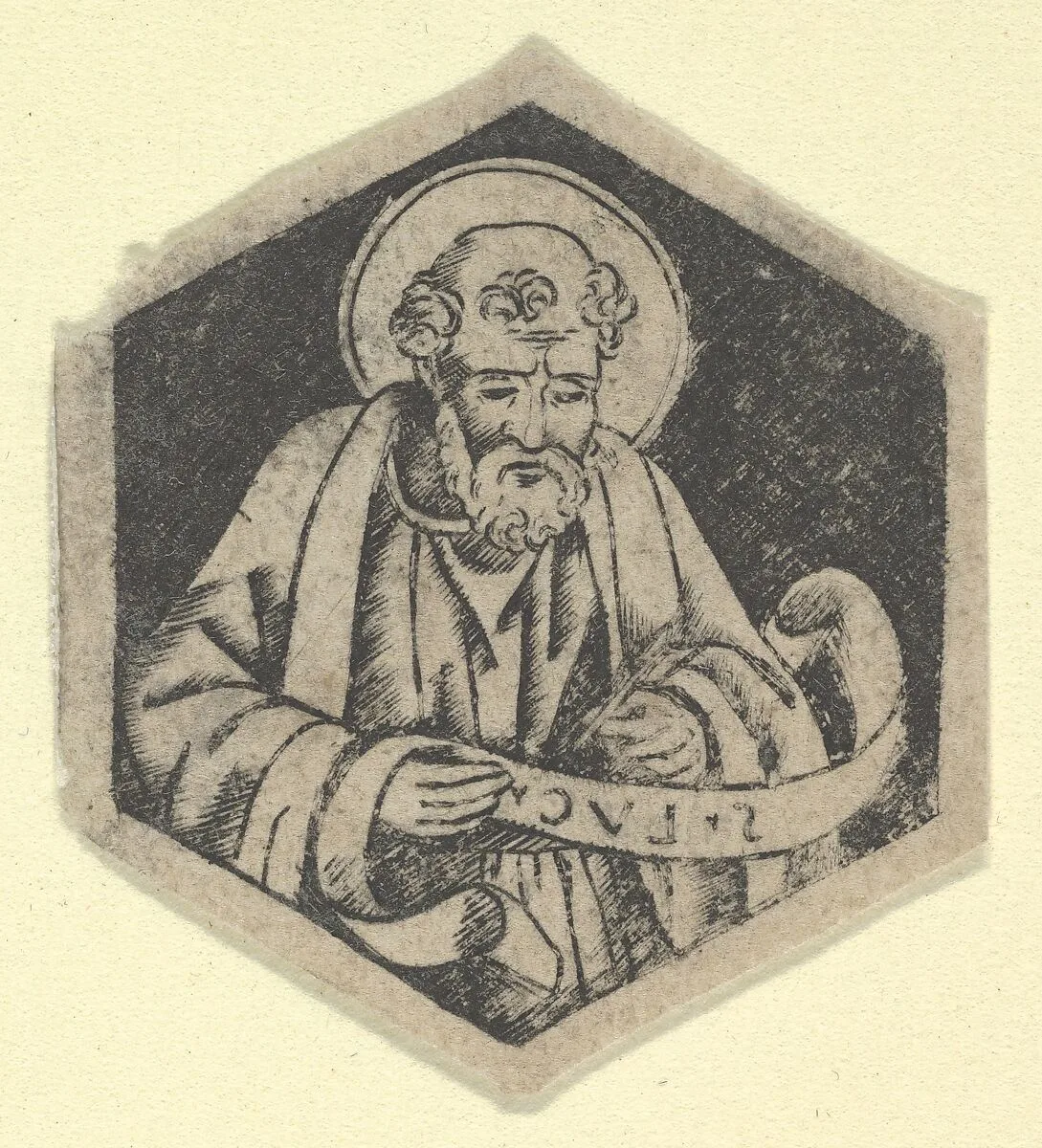 St Luke the Evangelist, holding a banderole (possibly a modern impression) — Anonymous