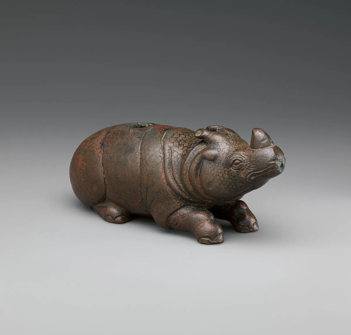 宋/明 铜犀牛形水注|Water dropper in the form of a rhinoceros — Unknown