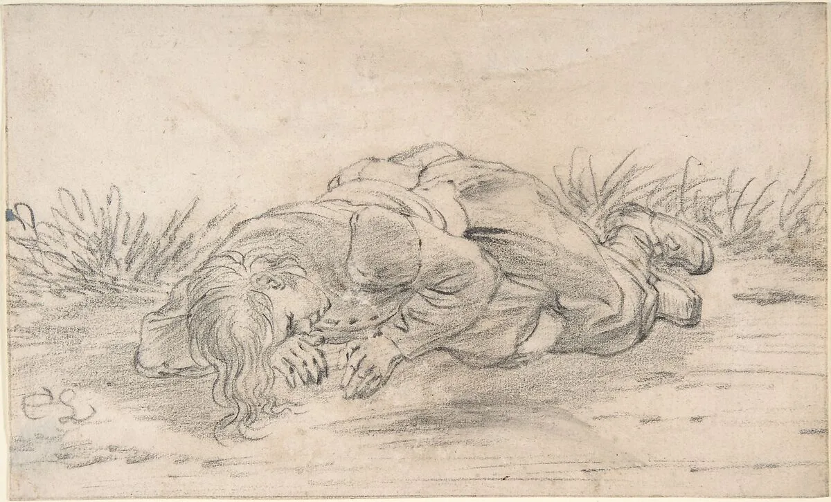 A Boy Sleeping in the Outdoors — Cornelis Saftleven