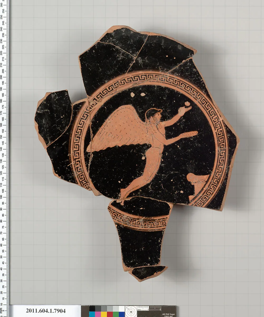 Terracotta fragment of a kylix (drinking cup) — Painter of London D 12