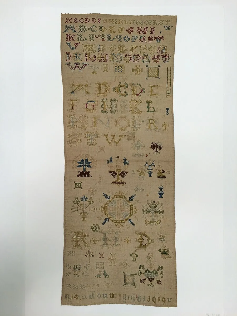 Embroidered sampler — Unknown