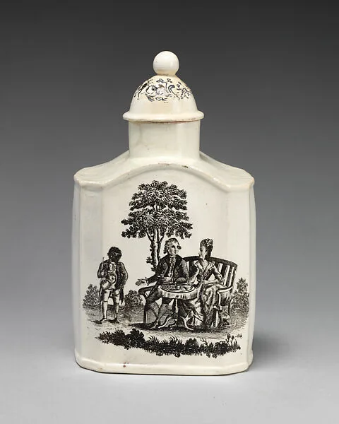 Tea caddy with “The Tea Party” and “The Shepherd” — Robert Hancock|Josiah Wedgwood