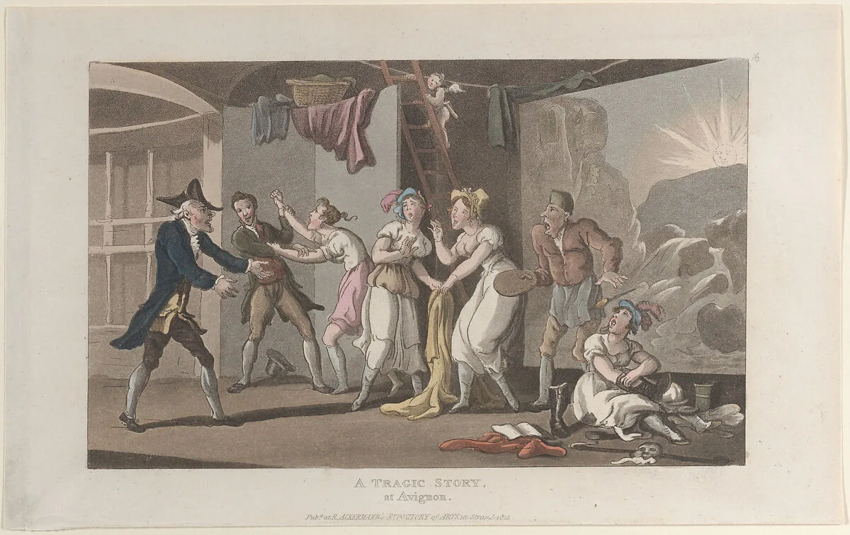 A Tragic Story at Avignon, from "Journal of Sentimental Travels in the Southern Provinces of France, Shortly Before the Revolution" — William Combe|Rudolph Ackermann, London|Thomas Rowlandson|J. Diggens